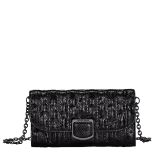 Carteras Longchamp Brioche Serpent Cuero Women Wallets Mujer Negros | IJXAZV926