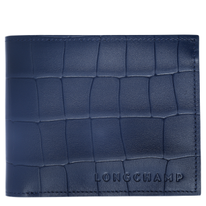 Carteras Longchamp Croco Block Cuero Women Wallets Mujer Azules | UFABMR051