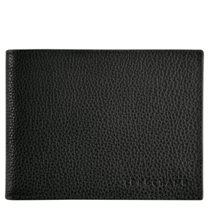 Carteras Longchamp Le Foulonné Cuero Women Wallets Mujer Negros | EZOJWU047