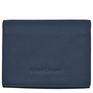 Carteras Longchamp Le Foulonné Cuero Women Wallets Mujer Azules | IHGTAJ462