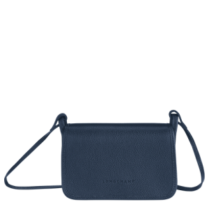 Carteras Longchamp Le Foulonné Cuero Women Wallets Mujer Azules | IJXPCD065
