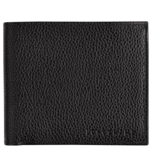 Carteras Longchamp Le Foulonné Cuero Women Wallets Mujer Negros | OTWHLG546