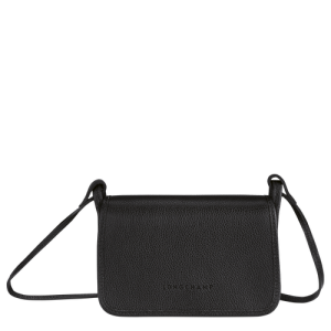 Carteras Longchamp Le Foulonné Cuero Women Wallets Mujer Negros | YWRITV189
