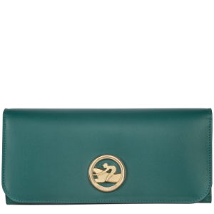 Carteras Longchamp Long continental Box-Trot Cuero Women Wallets Mujer Verdes | UTQBXI642