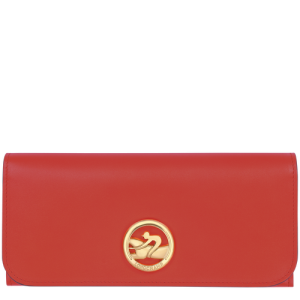 Carteras Longchamp Long continental Box-Trot Cuero Women Wallets Mujer Naranjas | ZIFXWU978