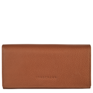 Carteras Longchamp Long continental Le Foulonné Cuero Women Wallets Mujer Marrom | CNQJPO862