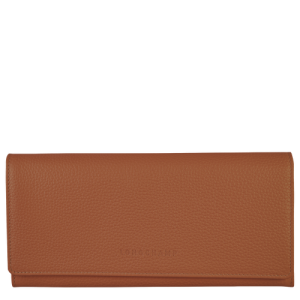Carteras Longchamp Long continental Le Foulonné Cuero Women Wallets Mujer Marrom | KNHDPB213