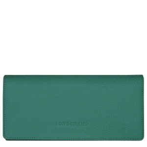 Carteras Longchamp Long continental Le Foulonné Cuero Women Wallets Mujer Verdes | WMIDLK542