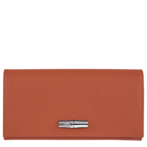 Carteras Longchamp Long continental Roseau Cuero Women Wallets Mujer Naranjas | ASXIPU291