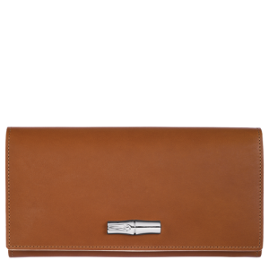 Carteras Longchamp Long continental Roseau Cuero Women Wallets Mujer Marrom | BKAXEP968