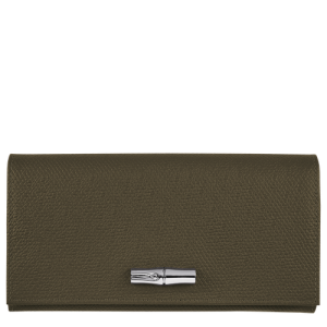 Carteras Longchamp Long continental Roseau Cuero Women Wallets Mujer Verdes | CVXZUQ723