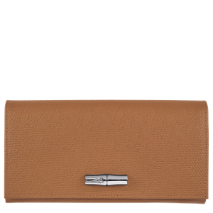 Carteras Longchamp Long continental Roseau Cuero Women Wallets Mujer Beige | SRMUZT839