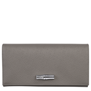 Carteras Longchamp Long continental Roseau Cuero Women Wallets Mujer Grises | XBRMAV628