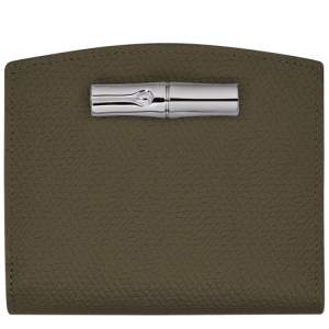 Carteras Longchamp Roseau Cuero Women Wallets Mujer Verdes | FSMUYL860
