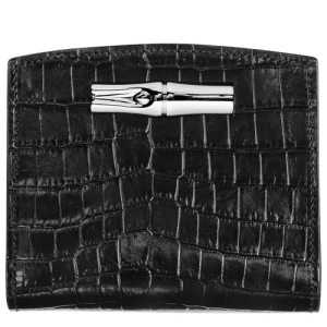 Carteras Longchamp Roseau Cuero Women Wallets Mujer Negros | WMPXEF284