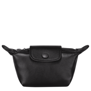 Monederos Longchamp Le Pliage Cuir Cuero Women Coin Purses Mujer Negros | EZHSBD152