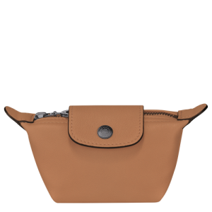 Monederos Longchamp Le Pliage Cuir Cuero Women Coin Purses Mujer Beige | RCNJSX615