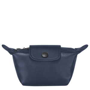 Monederos Longchamp Le Pliage Cuir Cuero Women Coin Purses Mujer Azules | SWGDPC968
