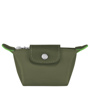 Monederos Longchamp Le Pliage Green Lona, Recycled canvas Women Coin Purses Mujer Verdes | XFQJZW415